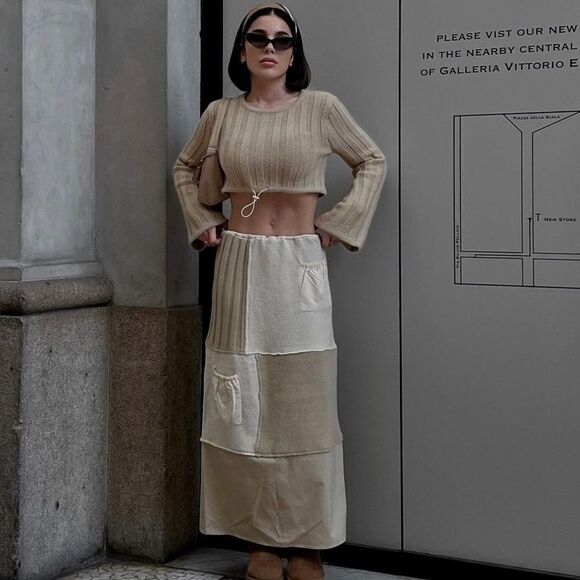 Zara Co-Ord Set Skirt And Sweater Patchwork New - Picture 2 of 9